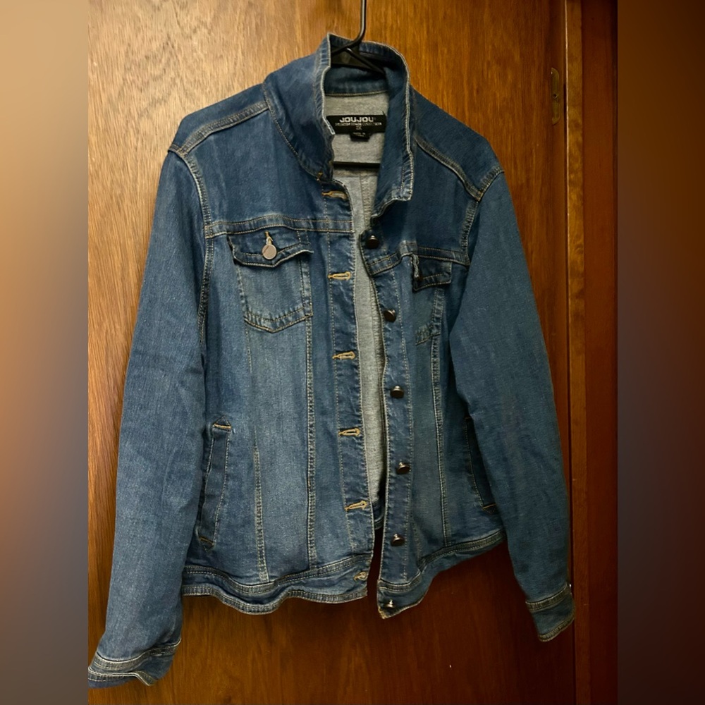 Jou Jou Jean Jacket Womens Trucker Size 2X Premium Denim Collection Blue Faded